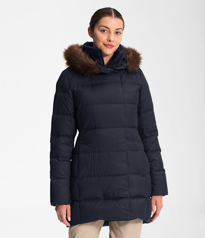 The North Face Parka Damska Granatowe New Dealio Puchowa - HXUA48392